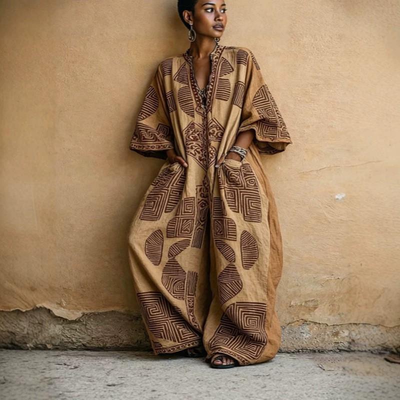 2026 Bohemian Jumpsuit With Pockets Loose Wide Leg Romper Women Streetwear