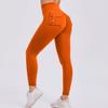 Fitness Leggings With Pocket Sports Yoga Pants Scrunch Buttons Peach Hips Workflow High Waist Running Gym Tights Women