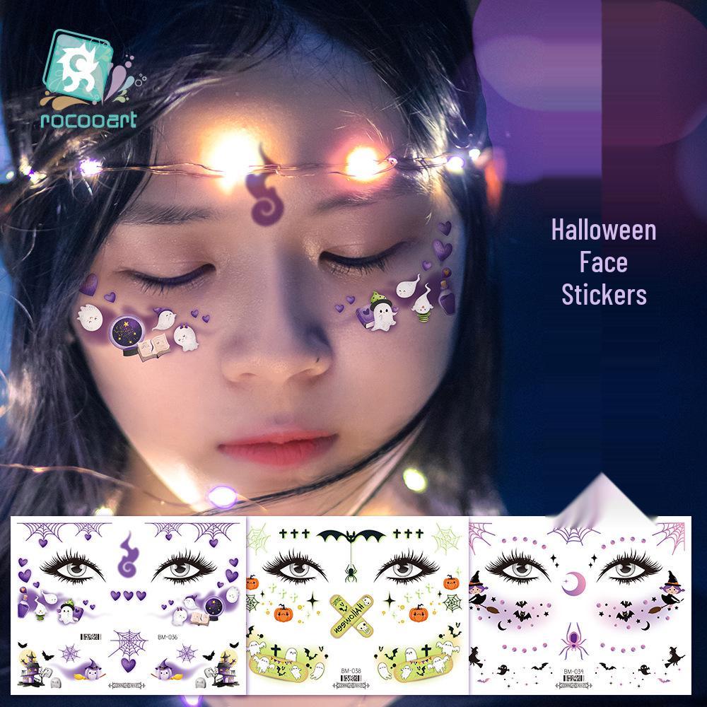 Waterproof Halloween Bat Face Stickers for Kids - Aesthetic Temporary Tattoos