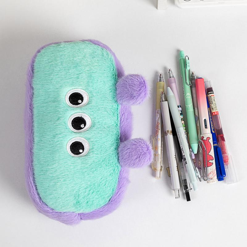 Cute Cartoon Plush Bear Pencil Case Multifunction Creative Large Capacity Plush Pen Bag Supplies School Stationery Storage Bag