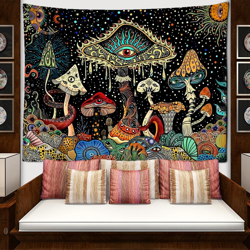 

Colorful Eyes Mushroom Forest Tapestry Wall Hanging Hippie Tapiz Fantasy Abstract Art Bedroom Living Room Home Decor 95x70cm
