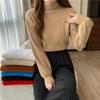 Half Turtleneck Sweater for Women Loose Solid-color Knitted Sweater for Autumn and Winter Casual Long-sleeved Pullover