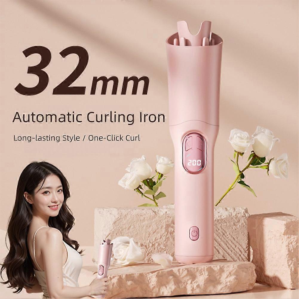 32mm Automatic Hair Curling Iron USB Rechargeable Portable Wireless Ceramic Hair Wand for Home & Travel