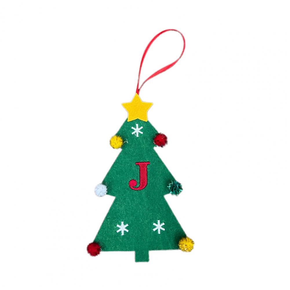 Christmas Tree Pendant Ornament with Lanyard 26 Letter Design Felt Fabric Holiday Xmas Tree Hanging Decoration