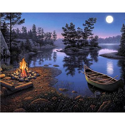 5D DIY Diamond Painting Riverside of the Moon Embroidery Cross Stitch Rhinestone Mosaic Home Decor