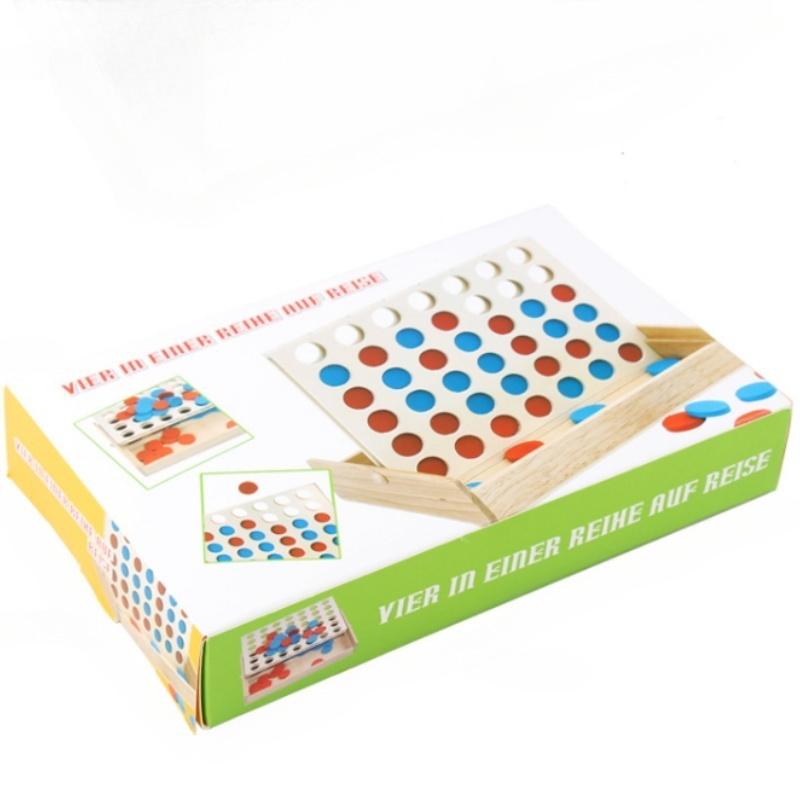 Dreidimensionales Vier-Gewinnt-Schach-Mehrspielerspiel Schach Kinder Lernspielzeug frühe Kindheit Spielzeug Holzbox-Set