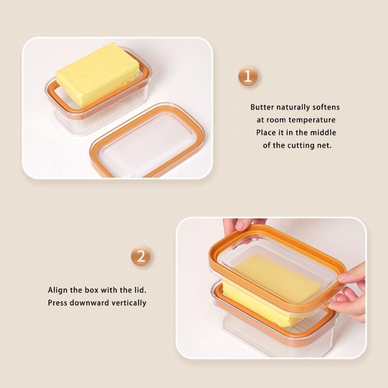 Food Grade Plastic Butter Storage Box with Cutter Leak Proof Container For Cheese Dairy Products Kitchen Organization
