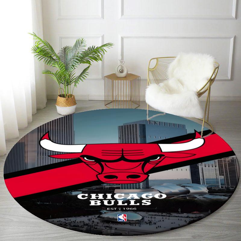 Customizable Chicago Bulls Round Non-Slip Carpet - Ideal for Garden, Picnic, Office, Perfect for Decoration, Suitable For All Seasons