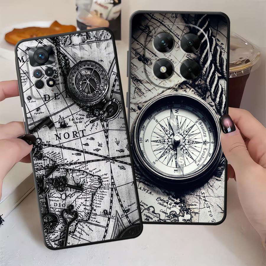 Phone Cover Case for Xiaomi Redmi Note 14 A1 9 8 7 12 11 14C 10 K80 A4 A5 13 Pro Plus A3 12C 13C A1 K40 A2 Retro Map Table
