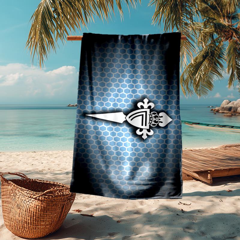 1 Stück Celta Vigo Wappen Leuchtendes Strandtuch - Weiche, Saugfähige Mikrofaser, Leicht, Ideal für den Strand, Partys, Reisen, Camping Fan-Geschenke
