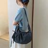 Fashi Plaid Shoulder Bag With Drawstring Design Women Outer Pocket Pleated Zipper Handbag Student Daily Commute Crossbody Bag