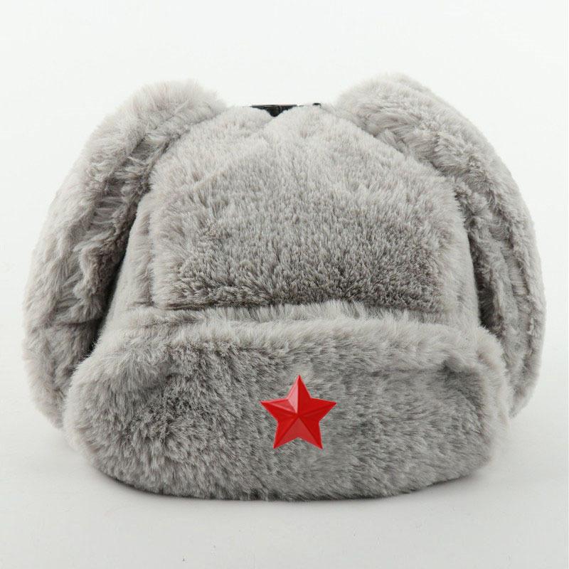 Men's and Women's Imitation Rabbit Hair Outdoor Hat, Ear Protection, Russian Full Hair Thermal Hat, Cold-proof Northeast Hat