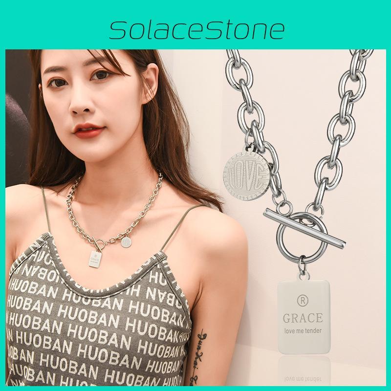 Chic And Stylish Titanium Steel Necklace For Women With Versatile Letter Pendant Perfect For Casual Wear And Gifts