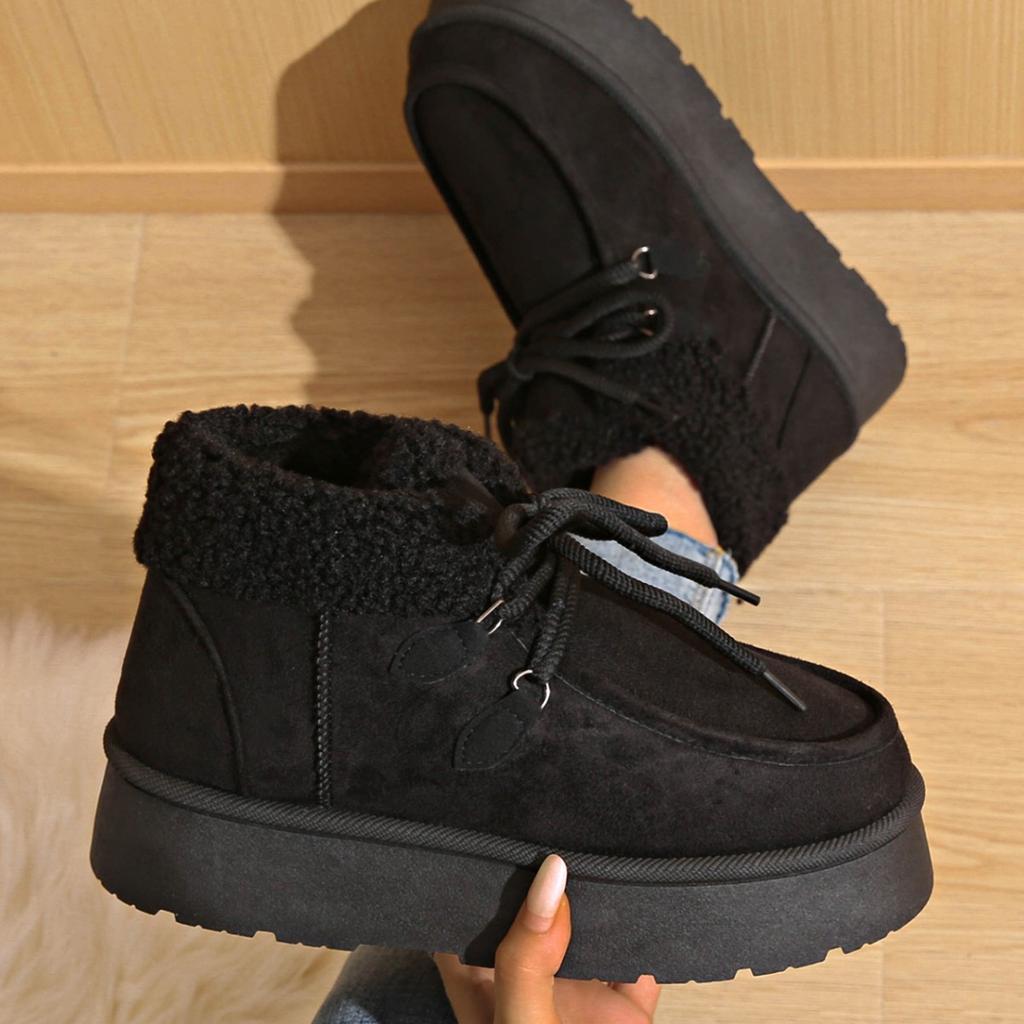 Women's Snow Boots Winter Thickened Plush Warm Cotton Shoes Lace Up Short Boots Winter Women's Ankle Boots Botas Invierno Mujer