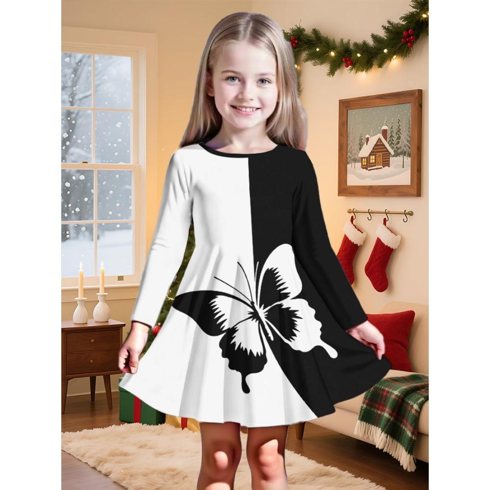 Girls' 3D Pink Spider Dress Long Sleeve Summer Spring Vacation Daily Holiday Princess Beautiful Sweet Kids 4-12 Years Casual Dress A Line Dress