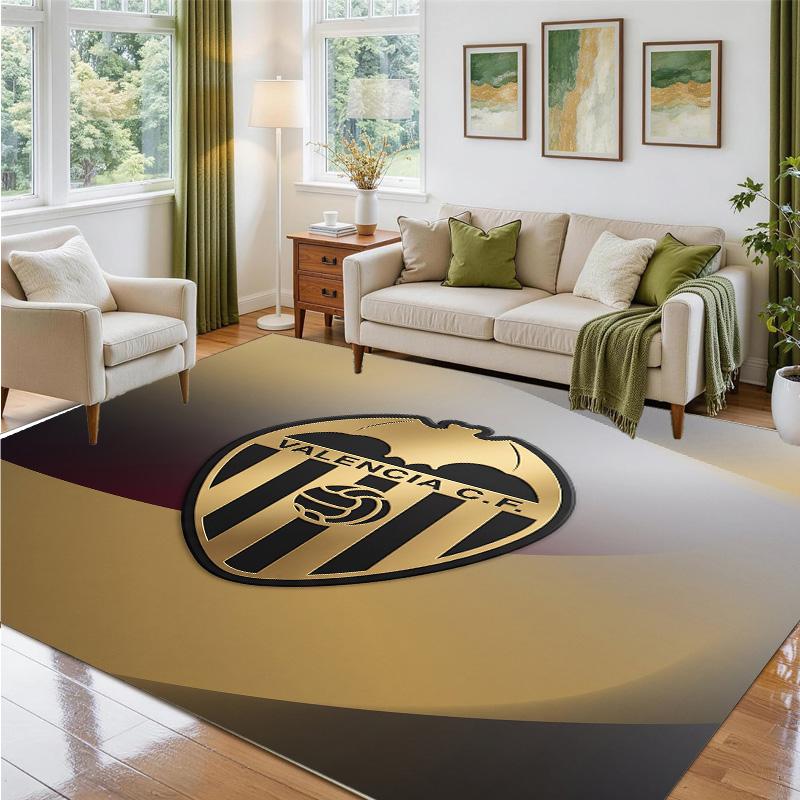 Valencia FC Design Crystal Velvet Rug Soft Decorative Mat for Bedroom Entrance