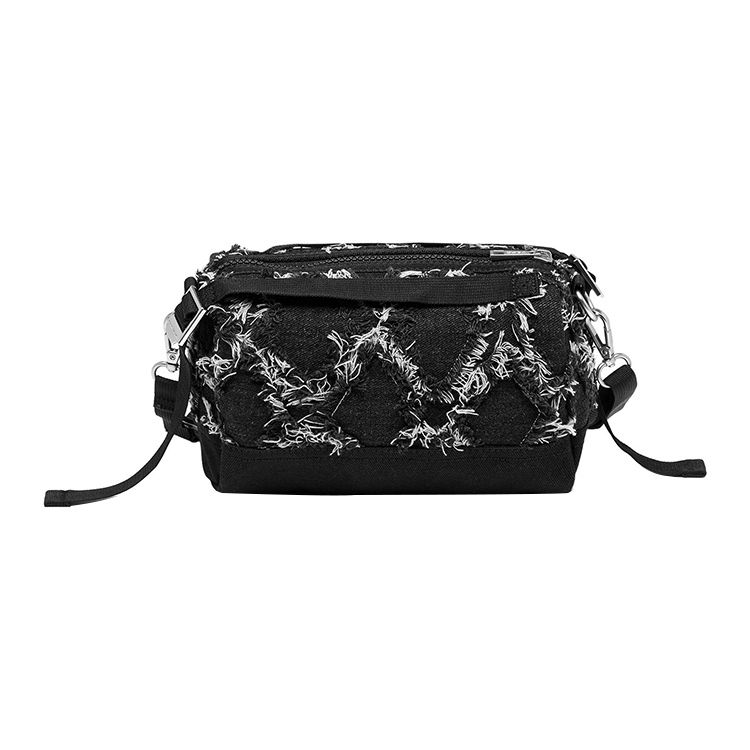 Li Ning Brushed Embroidered Logo Cotton Shoulder Crossbody Bag Unisex Bags Black ABDT243-1