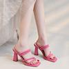 2026 Large Size Women's High Heel Slippers Nightclub Faionable Pink Outdoor Wear Casual High-heeled Shoes