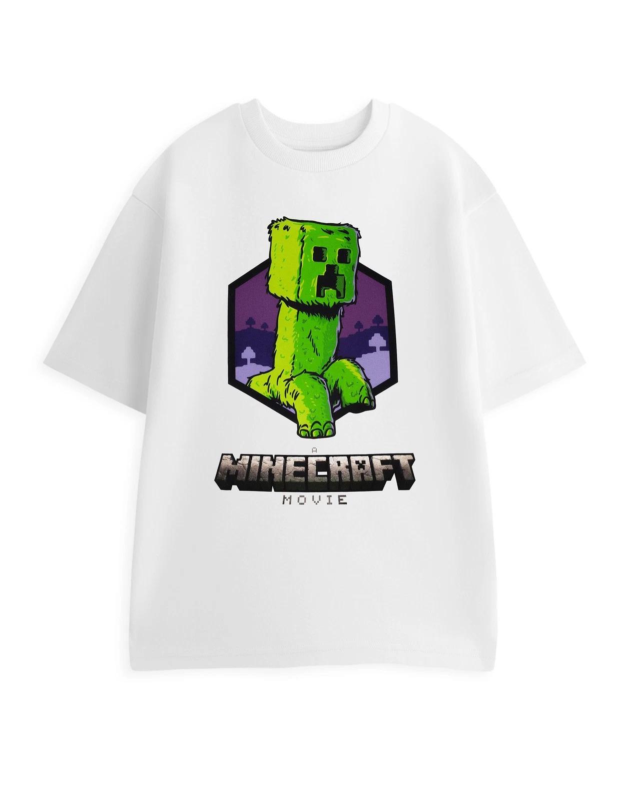 Minecraft White Creeper Short Sleeved 100% Cotton T-shirt Mens Tees Top Mens S