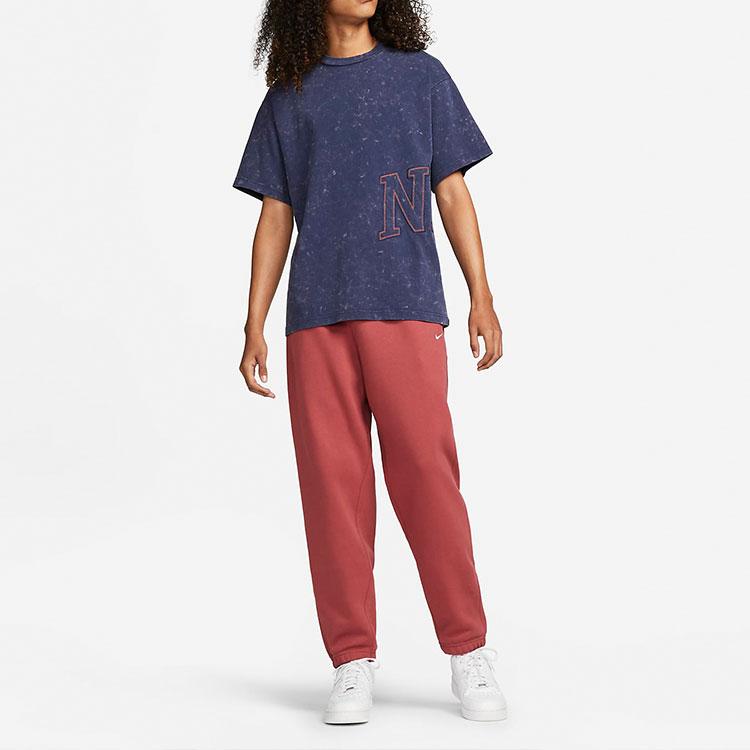 Nike Embroidered Logo Crew Neck T-Shirt Women Tops Blue DX5835-410