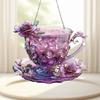 Yousheng Coffee Cup Pendant with 60cm Metal Chain Hanging Decoration Acrylic Teacup Kitchen Wall Art Home