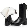 Fashion AIYUQI Women's Knight Boots 2025 New Genuine Leather Women's Winter Boots Vintage Natural Wool Warm Mid Boots For Women