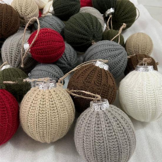 Crochet Ball Christmas Ornaments Handmade Knitted Ball Christmas Tree Ornaments Rustic Hanging Decoration for Winter Holiday Home Decor