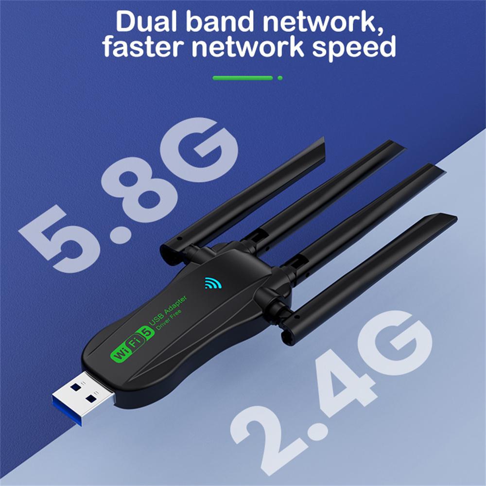 5G Wifi Adapter WiFi Usb 3.0 Adapter 1300Mbps Wireless Network Card Wifi Dongle Receiver Lan Ethernet Adaptor For Pc Laptop