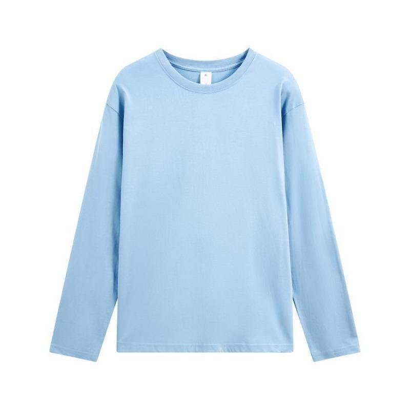 Live Broadcast 230g Heavyweight Pure Cotton Solid Color Long Sleeve T-Shirt with Printed Logo