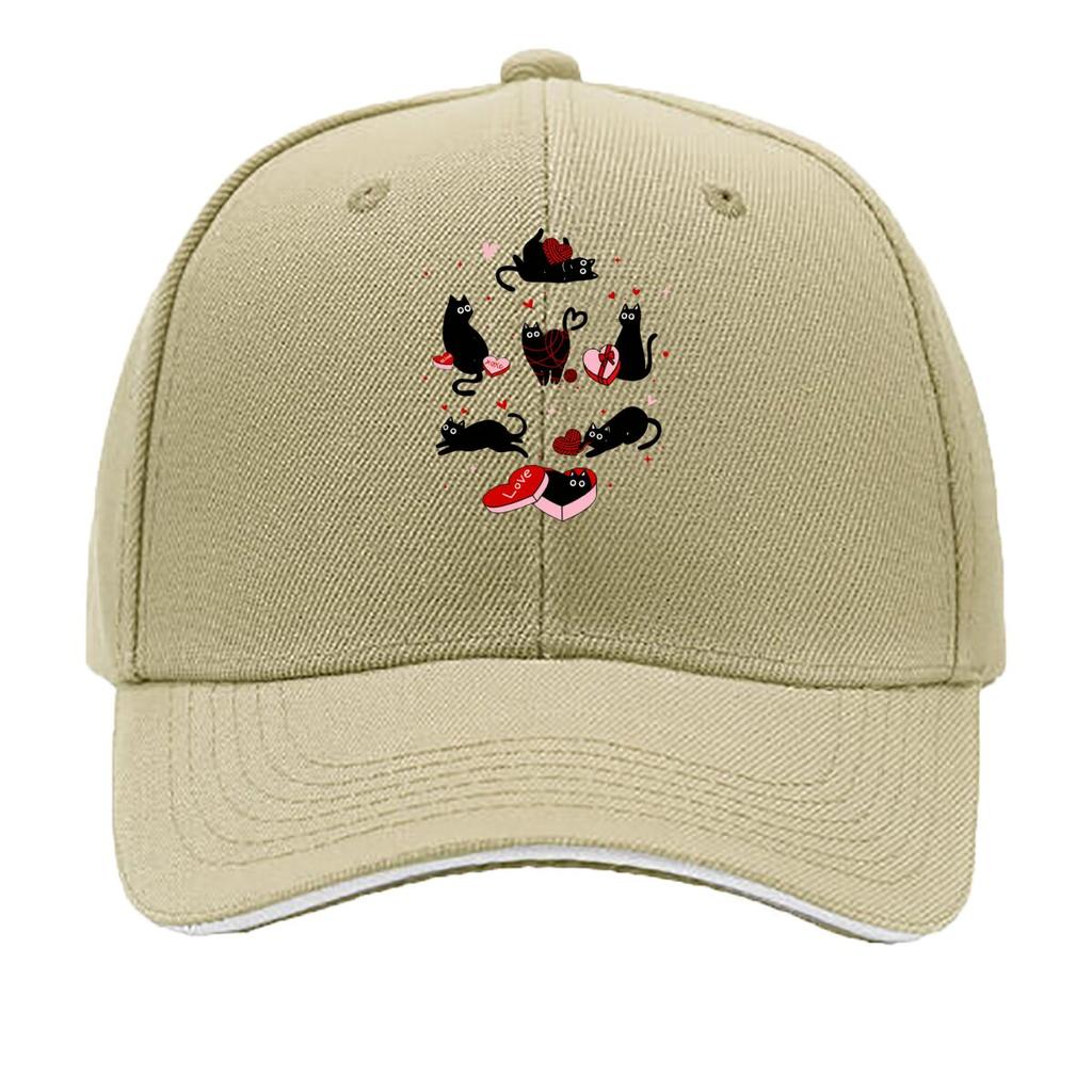 Valentine Black Cats Heart Box Love XOXO Yarn Sandwich Baseball Cap Unisex Women Sun Cap Outdoor Workouts Hat