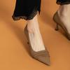 Designer Shoes Pumps Women High Heels Ruffles Boat Shoes Pointed Toe Stilettos  Office Lady Shoe Black Spring Autumn
