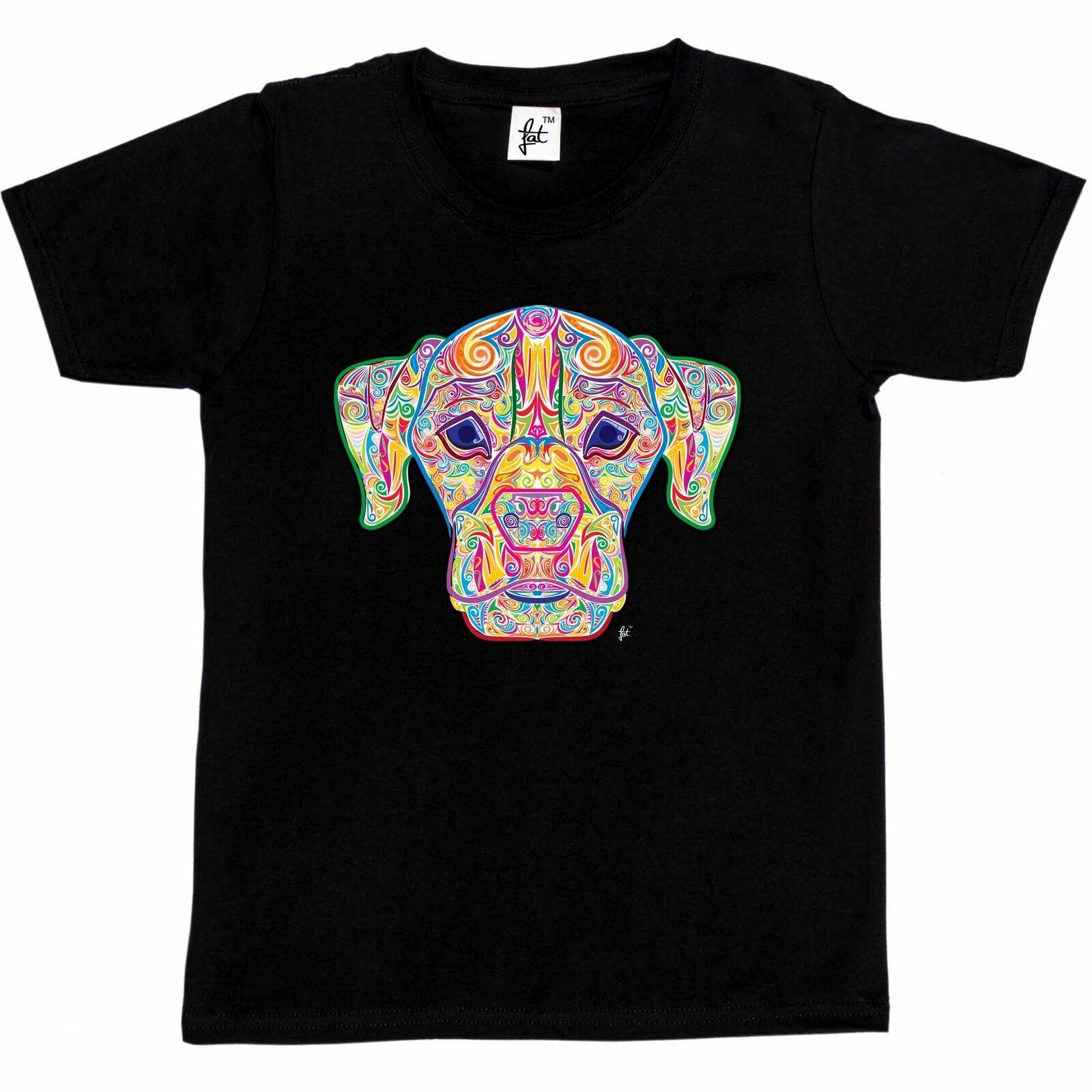 Indian Decorated Dog Puppy Eyed Face Kids Boys  Girls T-Shirt M