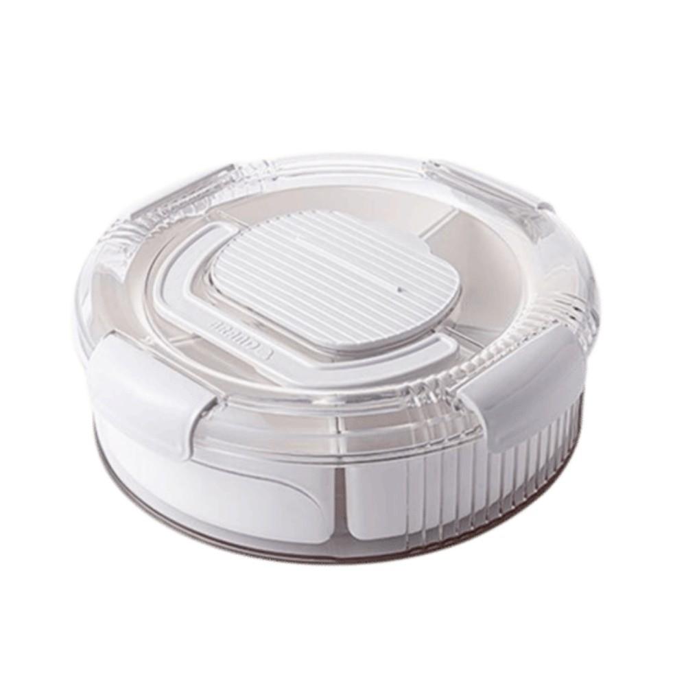 Sealed Rotating Serving Tray Compartmentalized Transparent Lid Snack Storage Box Durable With 5 Compartments Rotating Fruit Tray
