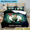 3-teiliges Bettwäsche-Set mit individuellem Namen und Boston-Celtics-Logo Enthält 1 Bettbezug & 2 Kissenbezüge für alle Jahreszeiten Schlafsaal Hausdekoration Weihnachtsgeschenke