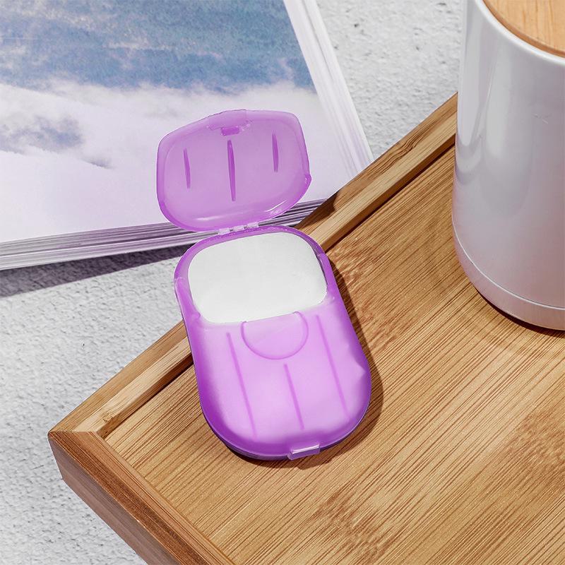 

Portable Mini Soap Tablets - Disposable Travel Hand Washing Sheets фіолетовий