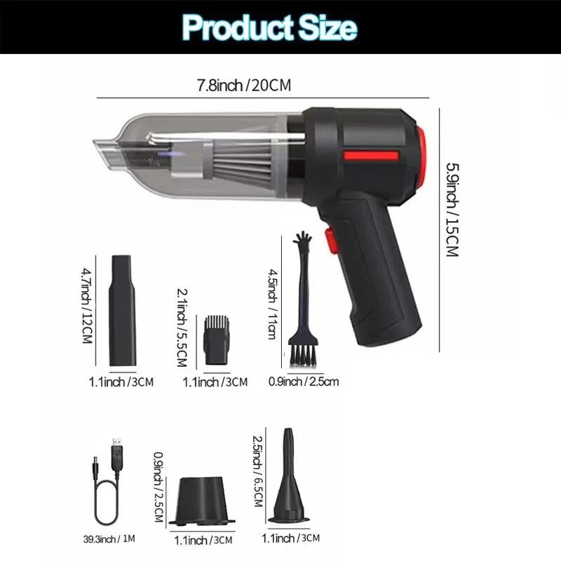 Professional Vacuum Cleaner & Air Blower 2in1 Cordless Mini Air Duster Electric Cleaner Tool for Computer Keyboard PC Piano Pet Laptop