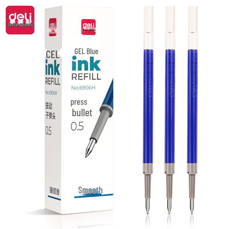 Deli 0.5mm Blue Gel Pen Refills 20 Refills/Box