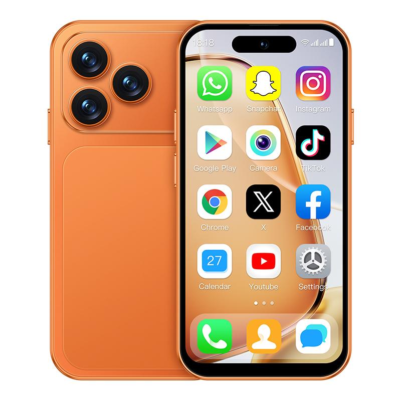 A18 Pro 4G Smartphone 4.0 Zoll MTK Quad Core 2GB RAM 16GB ROM Dual SIM 2MP Kamera 2000mAh Android 12 LTE Taschenlampe Typ-C Handy orange