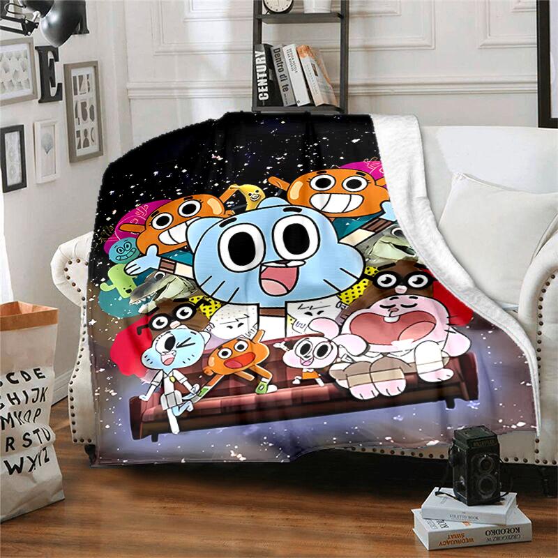 1pc Blanket The Amazing World of Gumball1 Print Design, Lightweight Blanket for Sofa, Bed- Soft &Warm, Gift for All Seasons Like Christmas, Halloween