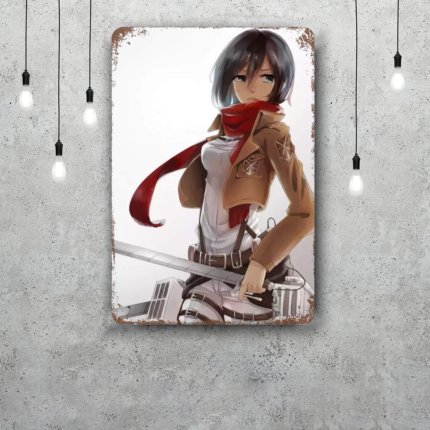 

mikasa ackerman Decor Vintage Metal Signs Tin Signs Captain Poster Decor for Bar Pub Club Man Cave Wall Decoration 20x30cm（7.8x11.8inch）