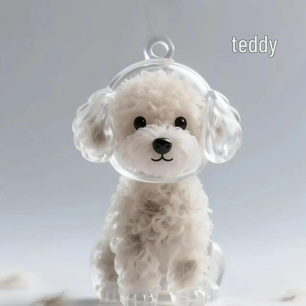 Cute Cat & Dog Fur Keychain Pendant - Creative Transparent Souvenir Gift