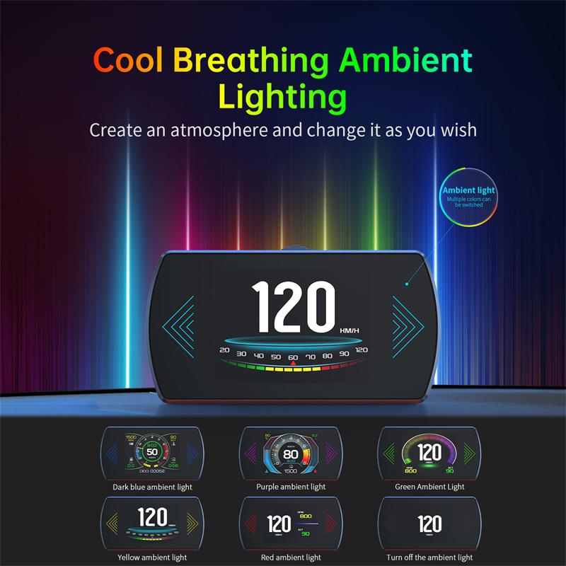 P12S Car Obd2 Head Up Display Dual System For Hud Obd Car Gauge Smart Digital Meter Speed Fuel Read Fault Code Driving Computer