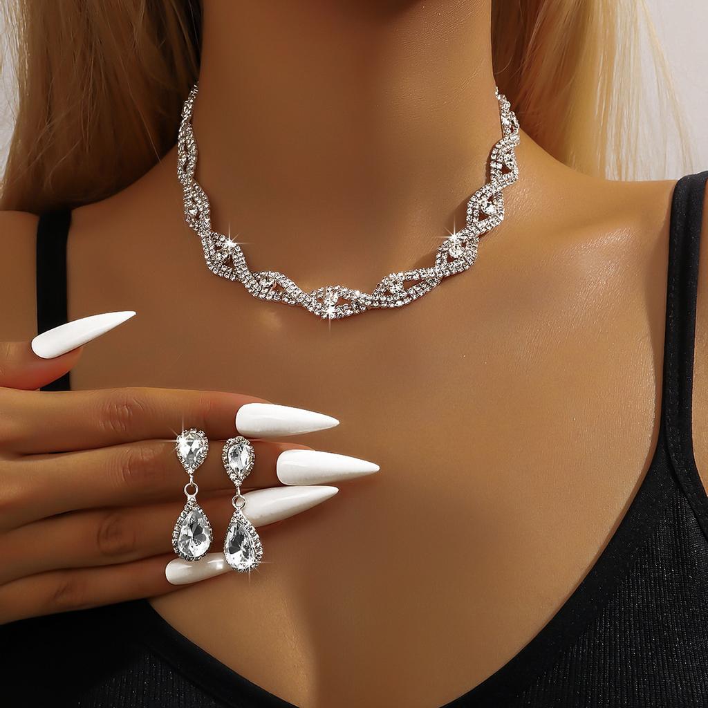 Bridal Jewelry Necklace Earrings Bracelet Three-Piece Elegant Fashion Women'S Evening Dress Accessories