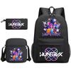 Cartoon Print School Backpack Set Teens Shoulder Bag Pencil Case Bookbag Oxford Fabric Ergonomic Straps