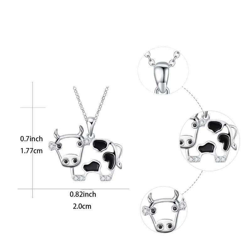 Colar Pingente Adorável de Vaca Vazada com Pedras Strass Para Mulheres e Homens Estilosos