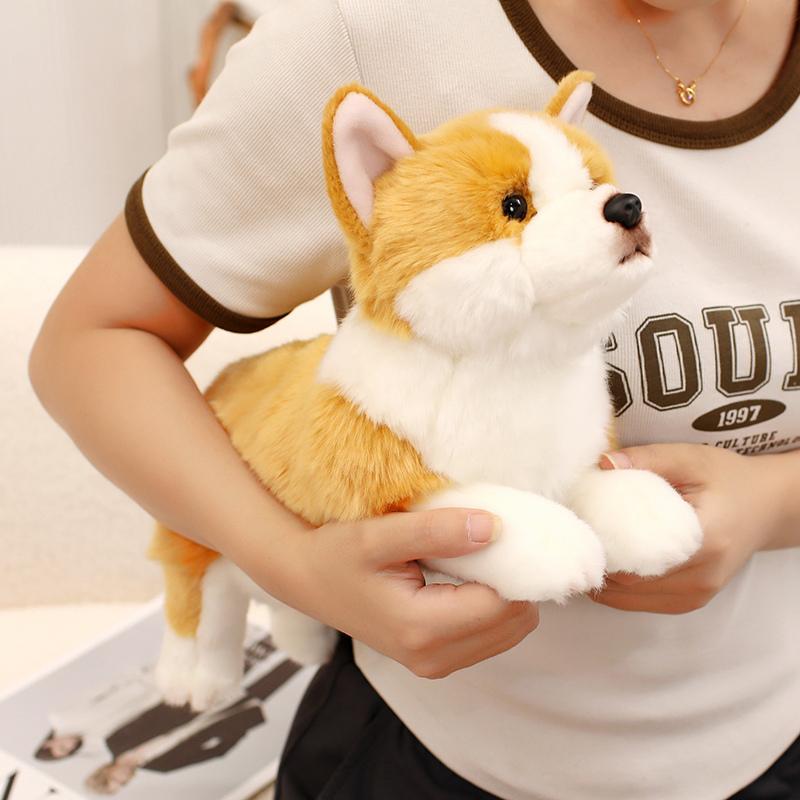 Simulation Pet Husky Corgi Plush Toy Cute Cartoon Animal Labrador Stuffed Doll Home Decor Gifts For Girl