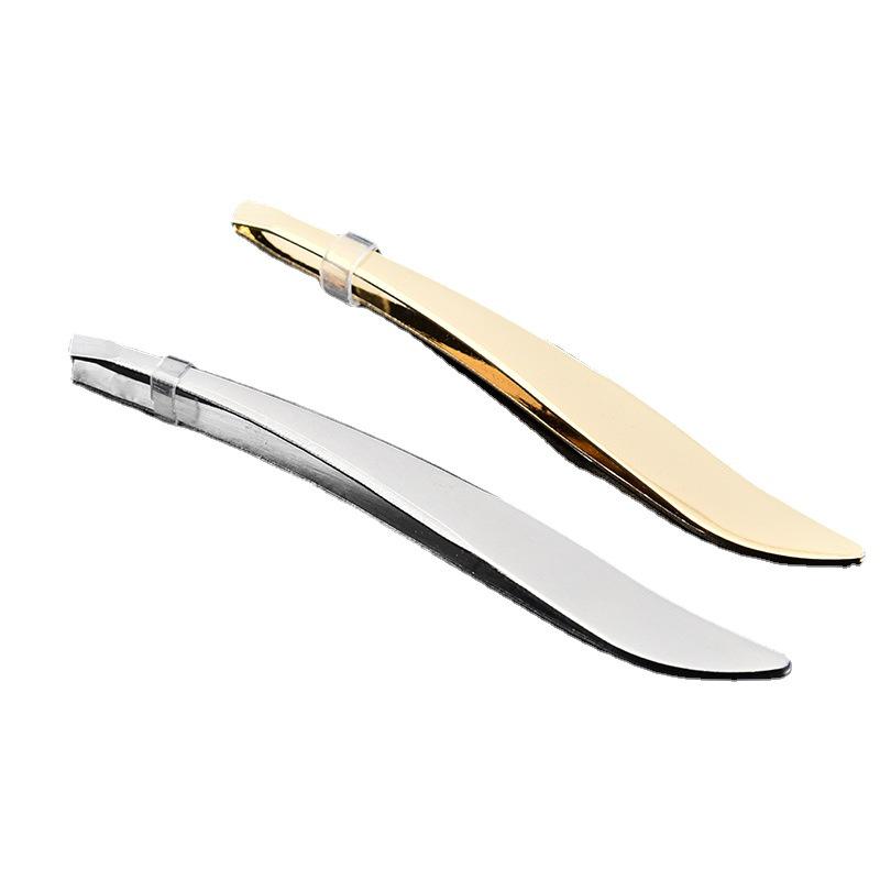 Gold-Plated Stainless Steel Banana Tweezers for Eyebrow Trimming