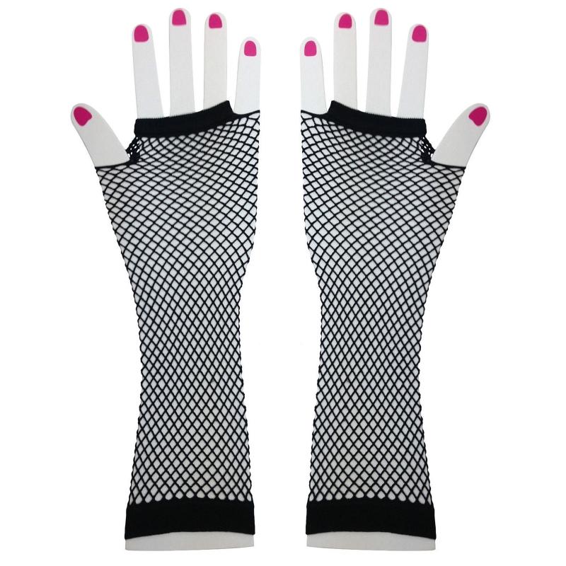

Ladies Rock Punk Rock Fishnet Short Gloves 1 Pair Neon Colours Fingerless Mesh Mitten for Cosplay Party Christmas Party чорний