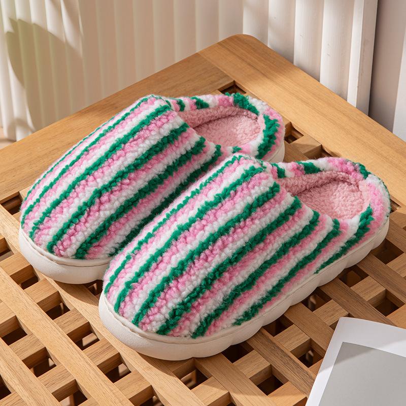 Winter cotton slippers household warm non-slip thick-soled plush home slippers velvet cotton shoes women's outer wear
