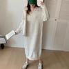 Long with Coat Knitted Dress Autumn and Winter New Loose Lazy Collar Bottom with Sweater Skirt Top
